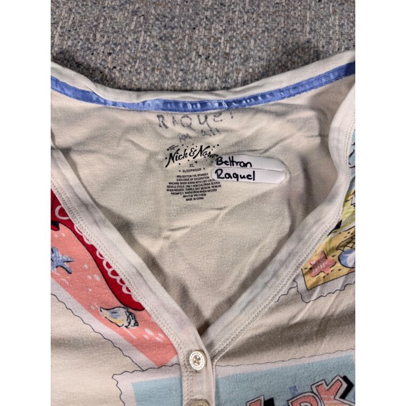 Nick & Nora XL Lounge Dress Landmarks Postcards Print Long Sleeve - Picture 3 of 5